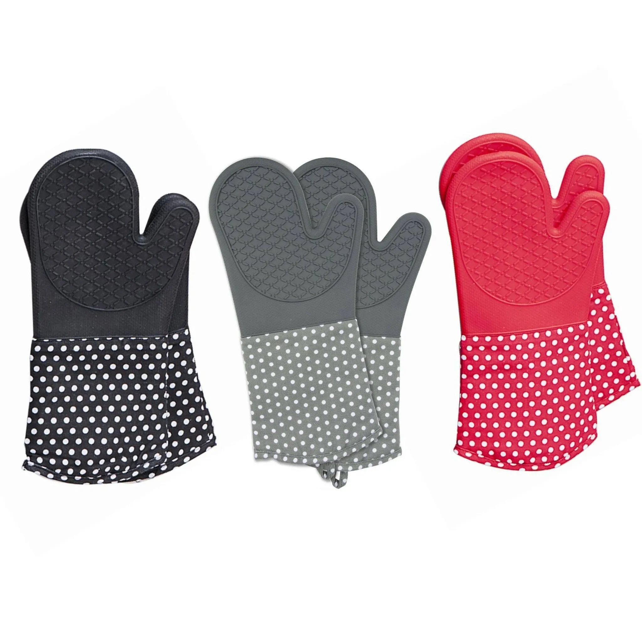 WENKO – Topfhandschuhe / Ofenhandschuhe aus Silikon & Baumwolle – Grau (1 Paar)